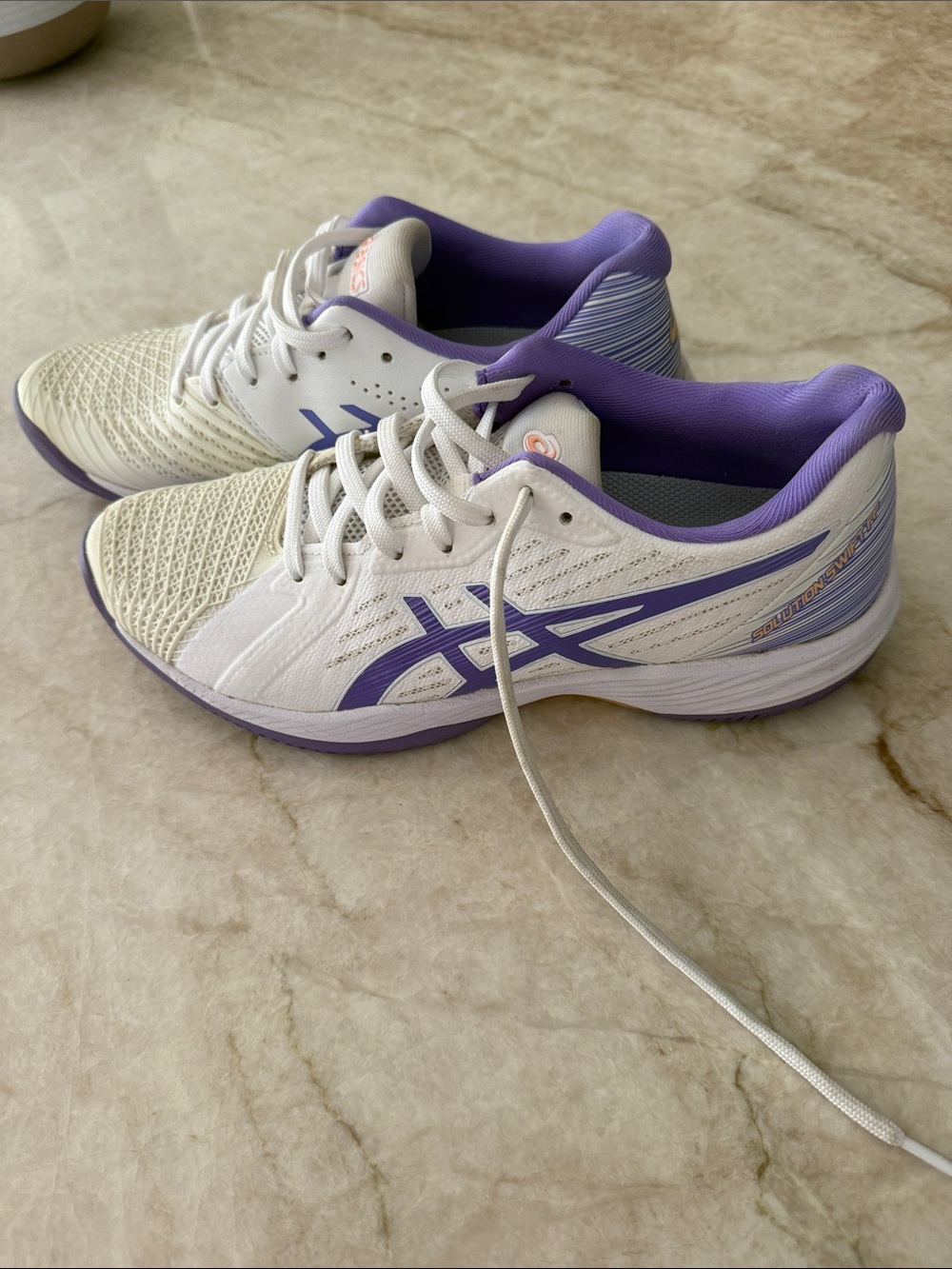 Asics Women's White and Purple Athletic Running Shoes